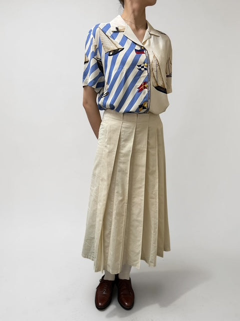 Burberry London | Long Pleated Skirt | Off-White