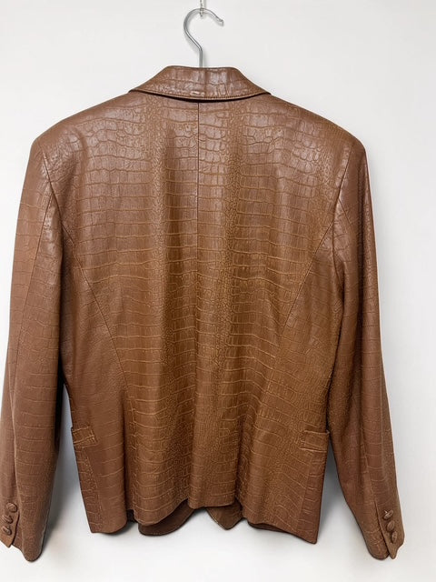 Y2K | Croc-Embossed Leather Jacket | BRW