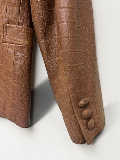 Y2K | Croc-Embossed Leather Jacket | BRW