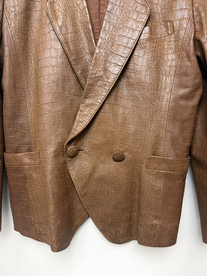 Y2K | Croc-Embossed Leather Jacket | BRW