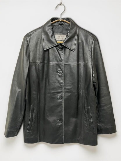 Leather Car Coat Jacket | BLK
