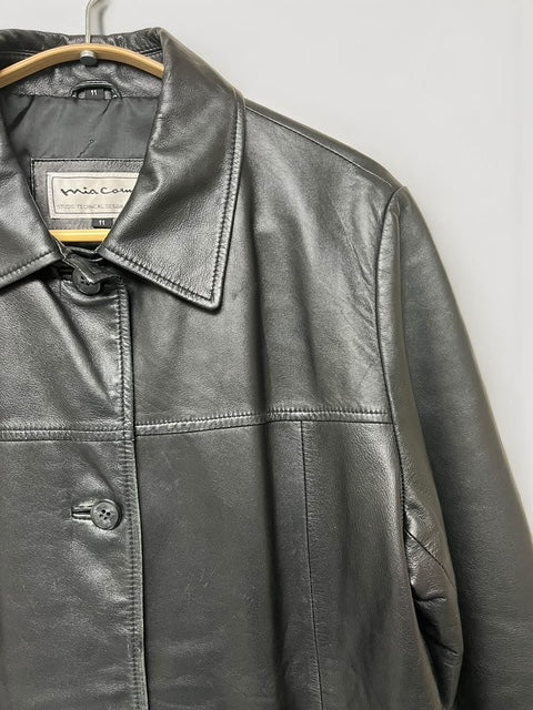 Leather Car Coat Jacket | BLK