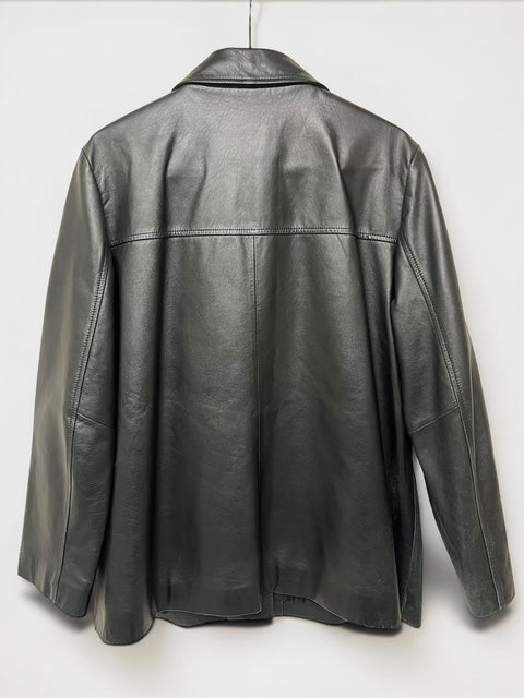 Leather Car Coat Jacket | BLK