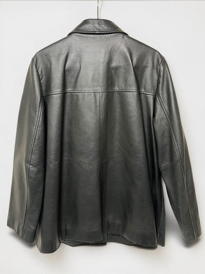 Leather Car Coat Jacket | BLK