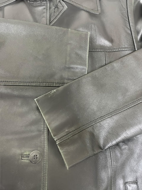 Leather Car Coat Jacket | BLK