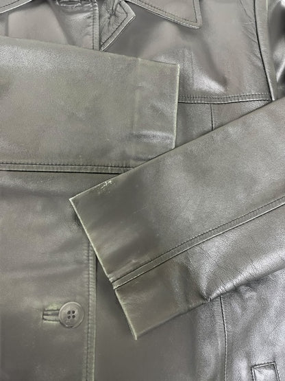 Leather Car Coat Jacket | BLK