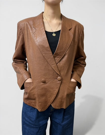 Y2K | Croc-Embossed Leather Jacket | BRW