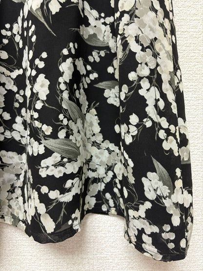 Long flower Printed skirt | BLK