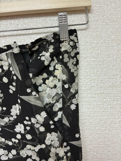 Long flower Printed skirt | BLK
