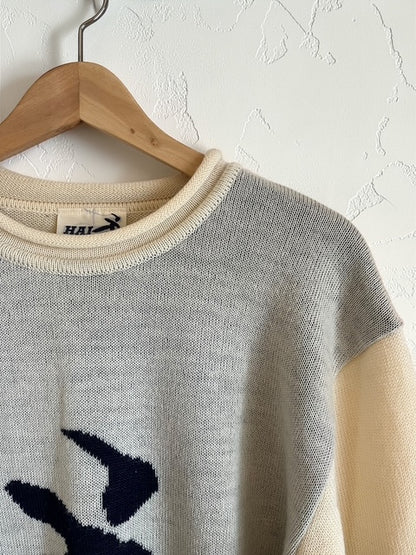 HAI SPORTING GEAR | Crew Neck Wool Sweater | White×Navy