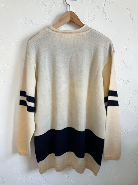 HAI SPORTING GEAR | Crew Neck Wool Sweater | White×Navy