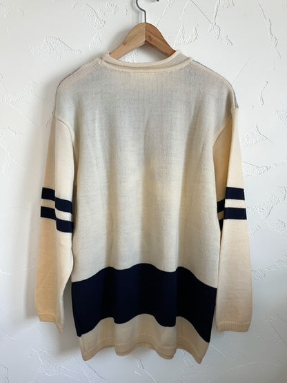 HAI SPORTING GEAR | Crew Neck Wool Sweater | White×Navy