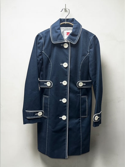 Courrèges 21 | Cotton Mid-Length Coat | NVY | 38
