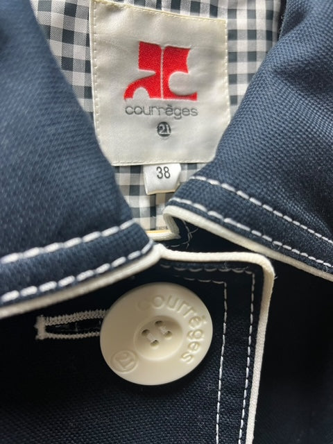 Courrèges 21 | Cotton Mid-Length Coat | NVY | 38