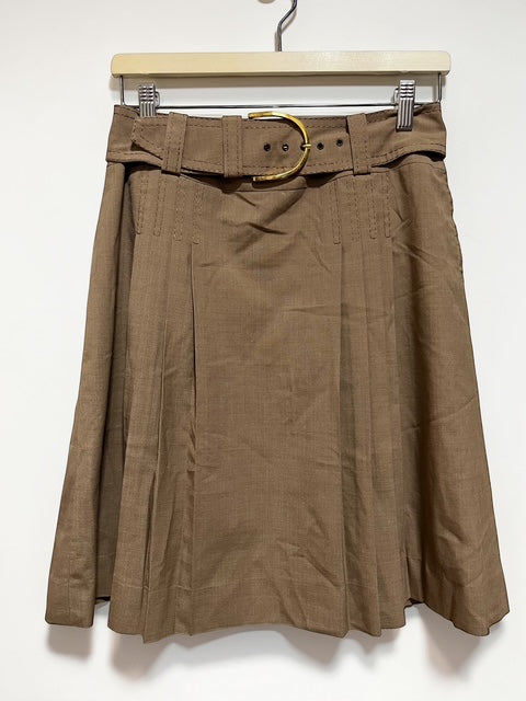 Mid-Length Pleated Skirt with Belt | BRW