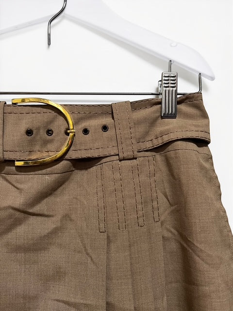 Mid-Length Pleated Skirt with Belt | BRW