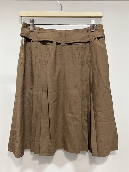 Mid-Length Pleated Skirt with Belt | BRW