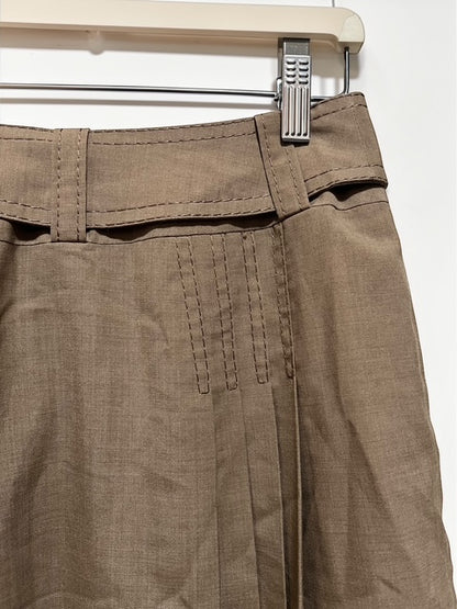 Mid-Length Pleated Skirt with Belt | BRW