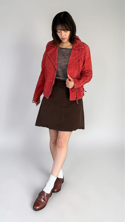 Leather Biker Short Jacket | RED