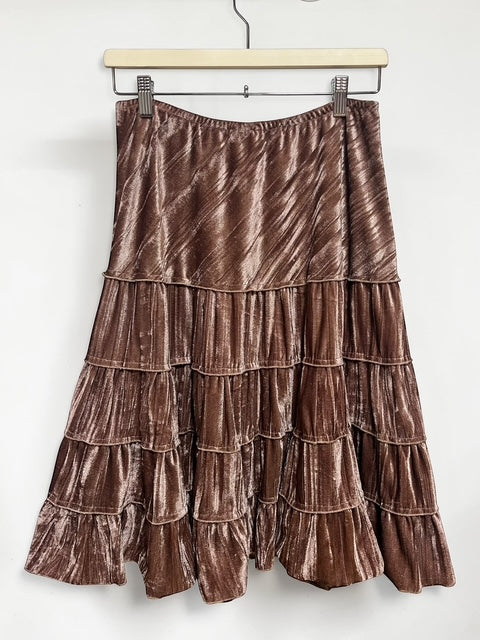 Velour Tierd Midi Skirt | L | Made in U.S.A