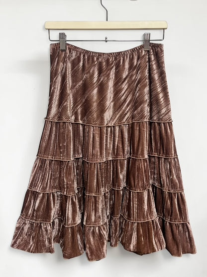Velour Tierd Midi Skirt | L | Made in U.S.A