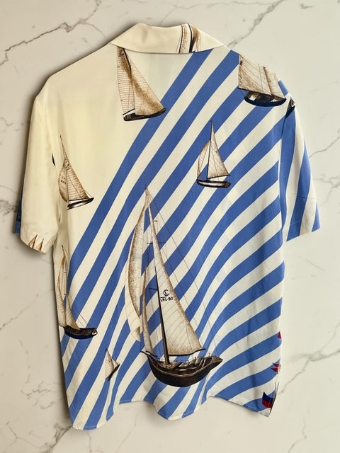 Lauren Ralph Lauren | Nautical Sailboat Print Short Sleeve Shirt | M