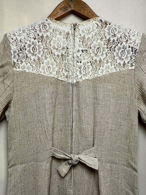 Linen Blend 3-Piece Set with Lace Vest & Short Sleeve Dress & Pants | Made in U.S.A