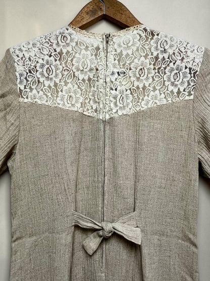 Linen Blend 3-Piece Set with Lace Vest & Short Sleeve Dress & Pants | Made in U.S.A