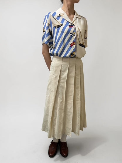 Burberry London | Long Pleated Skirt | Off-White