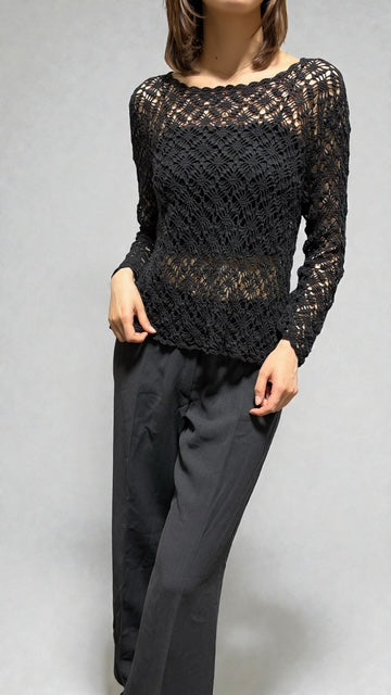 Clochet Knit Top | BLK