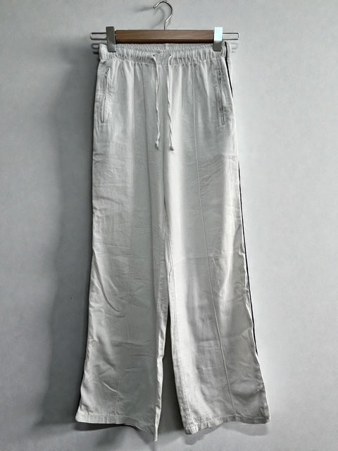 White Wide Pants with Black Sideline | Made in Italy