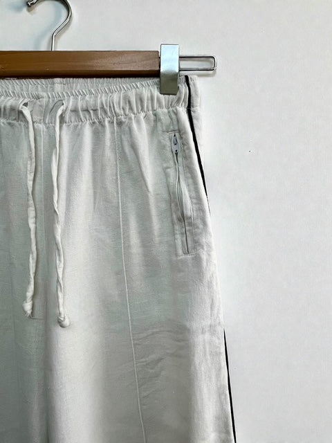 White Wide Pants with Black Sideline | Made in Italy