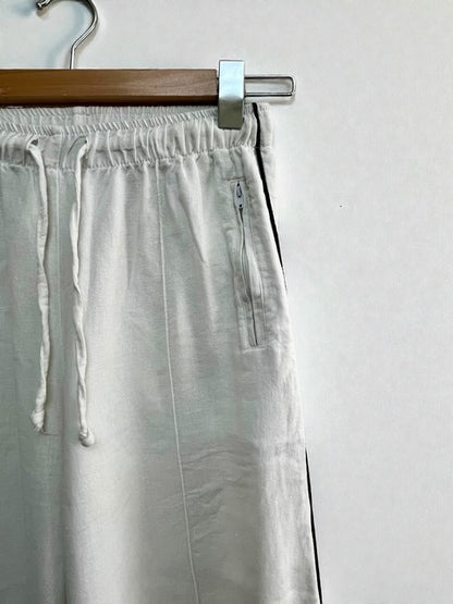 White Wide Pants with Black Sideline | Made in Italy