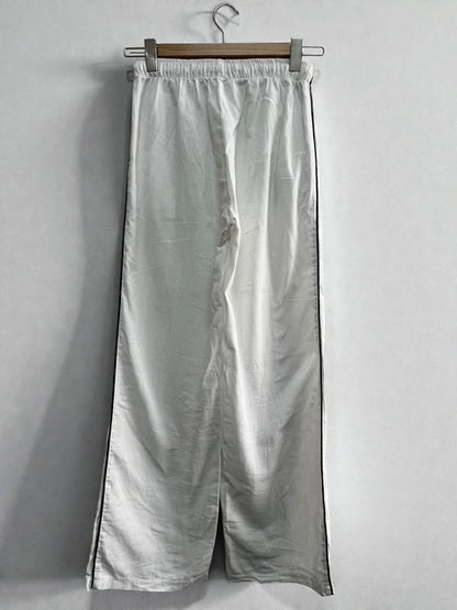 White Wide Pants with Black Sideline | Made in Italy