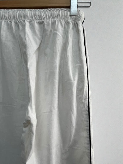 White Wide Pants with Black Sideline | Made in Italy