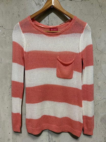 Stripe Crewneck Knit Top | ELLE