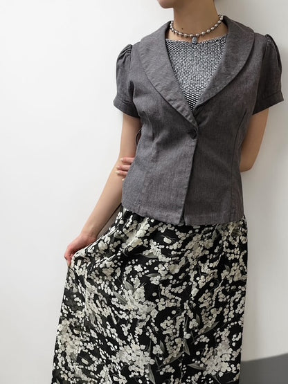 Gray short sleeve jacket | A'GACI | Made in USA